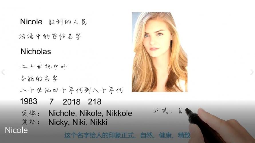 Nicole 女生英文名解析 独特好记的英文名女生